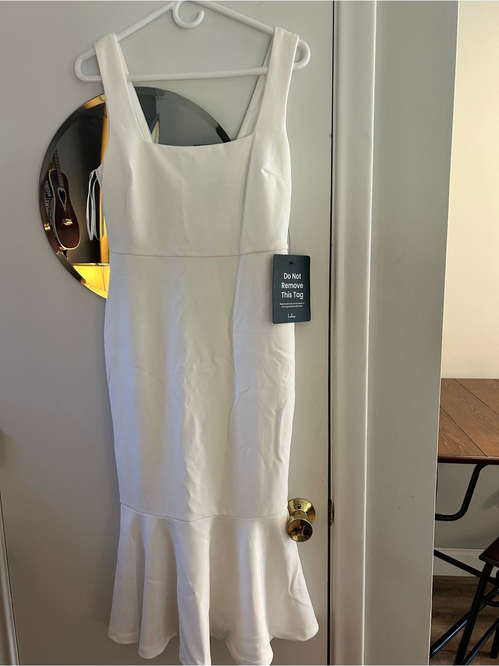 Lulu's White Sleeveless Square-Neck Mermaid Midi Dress